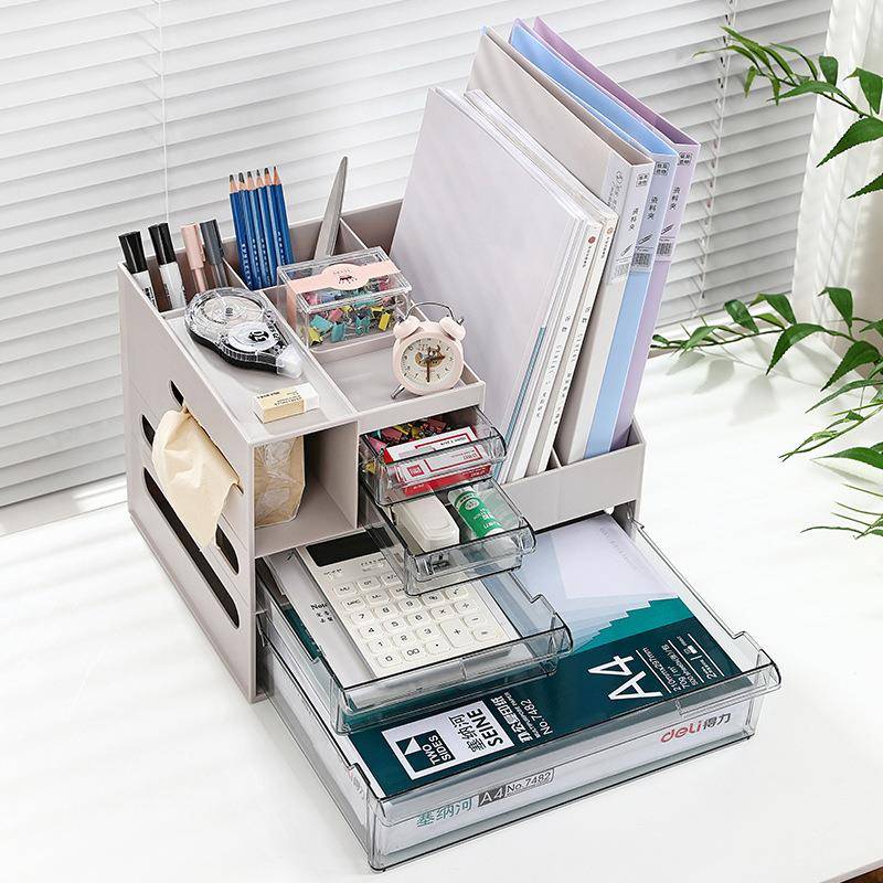桌面文件收纳架A4纸分层收纳盒办公桌档案资料置物架抽屉式收纳盒