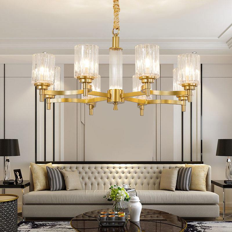 2020新款后现代轻奢全铜水晶吊灯美式餐厅卧室灯样板间别墅客厅灯