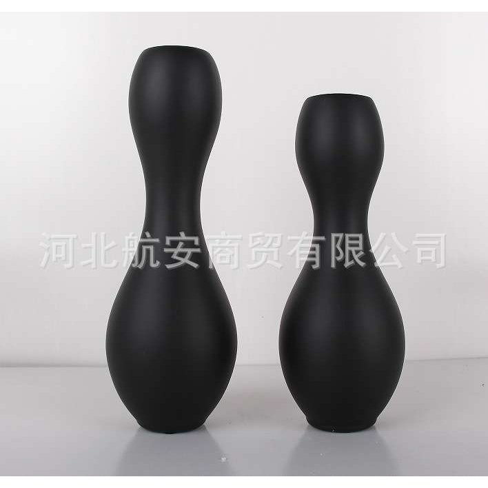 现代简约创意黑色陶瓷花瓶黑色工艺品摆件样板房售楼处桌面茶几