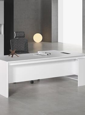 E0白色办公桌简约现代大班台总经理办公室家具主管办公桌老板桌子