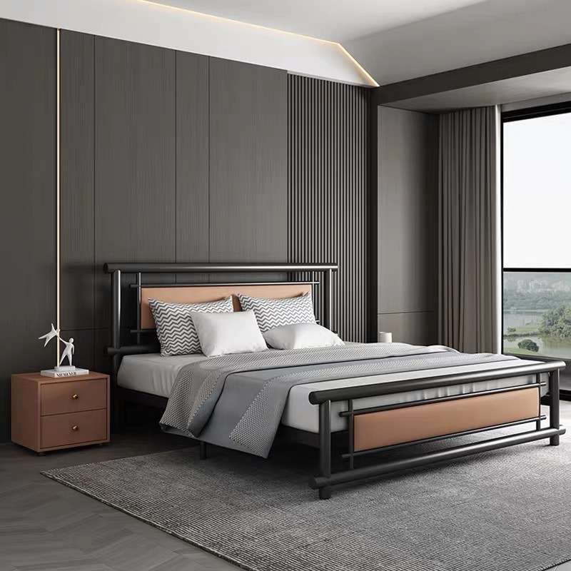 铁艺双人床1.8米加固床公寓出租房1.5米单人床小户型可省空间