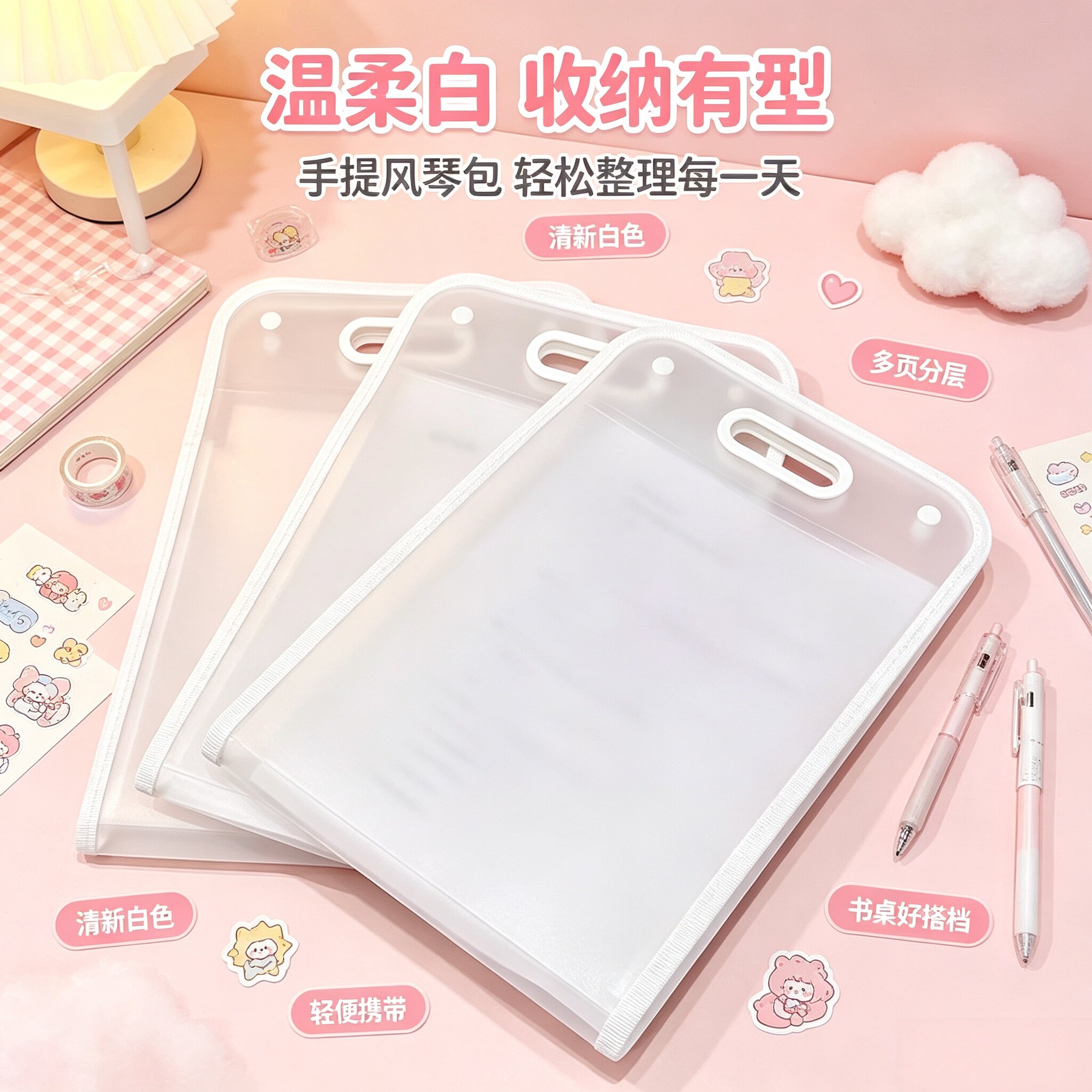 学生竖版大容量多层手提风琴包