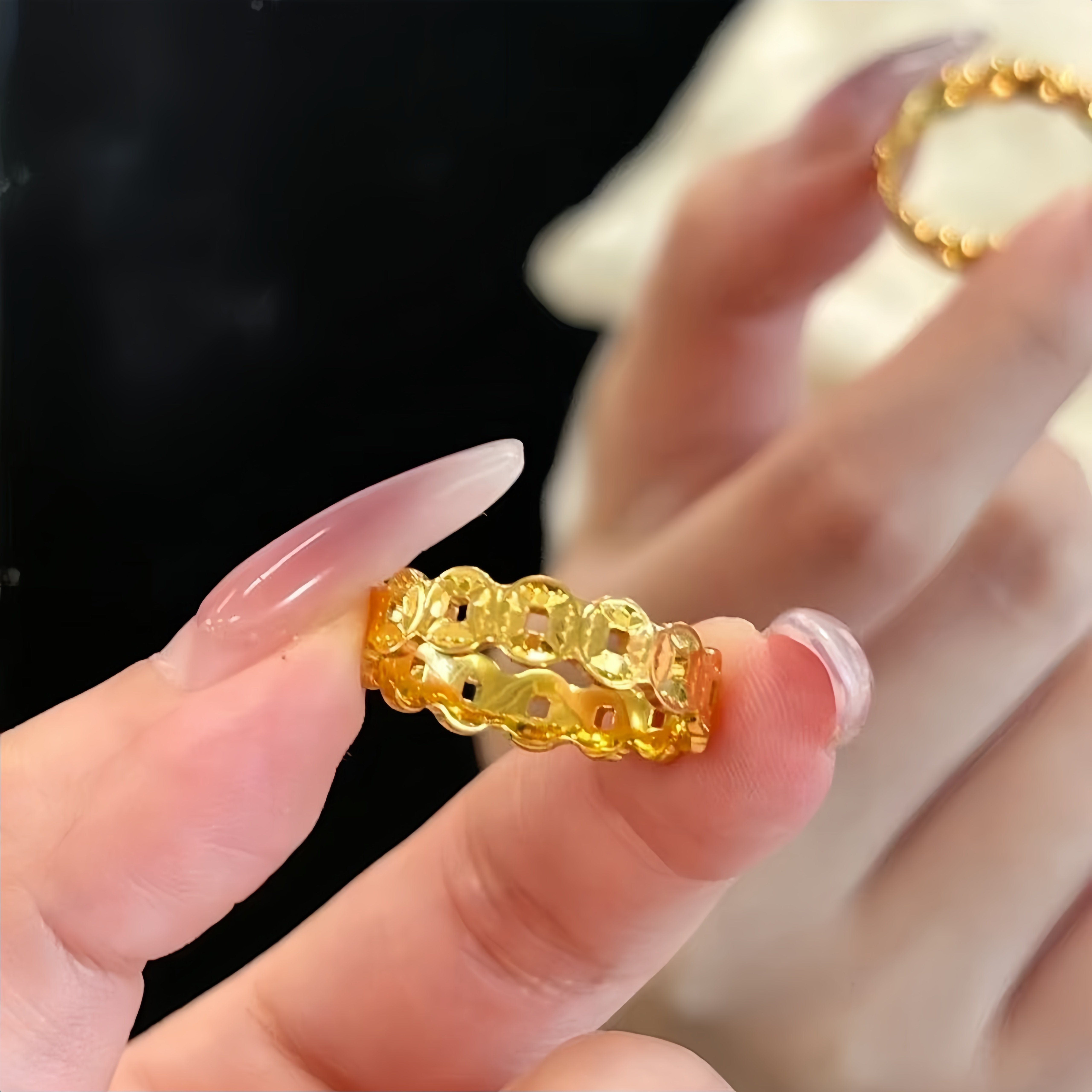 金店同款沙金仿真金999戒指指环