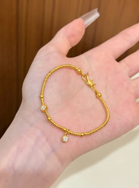 卡纯诗仿真金古法泡泡金珠手链黄金色沙金手串高级感高颜值精致