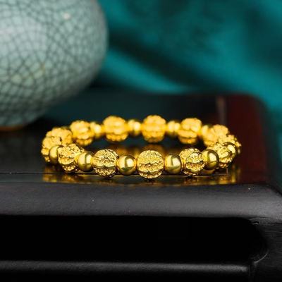 卡纯诗金店同款沙金镂空花丝玲珑手串女高级感手环手串送礼新款