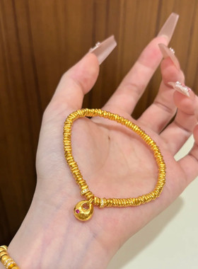 金店同款沙金仿真金福字小胖福三角碎金手链黄财神碎银子手串女