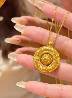 卡纯诗仿真金黄金色沙金转运星轮吊坠项链女锁骨链财来运转项坠