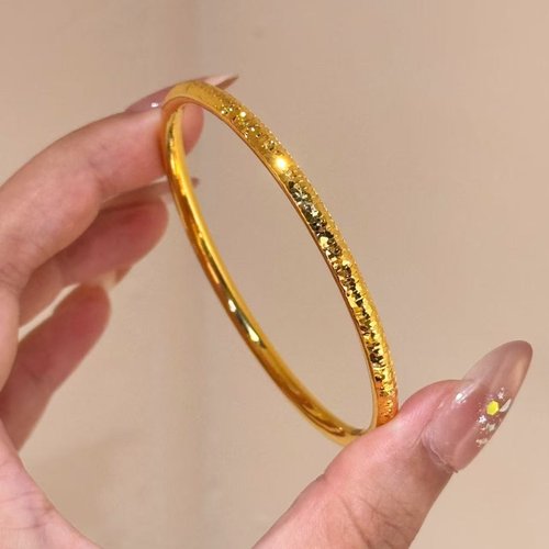 金店同款沙金仿真金单环碎碎冰手镯女轻奢高级感手串送女友礼物