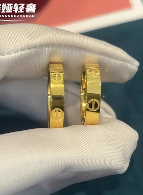 金店同款沙金仿真金情侣对戒百搭