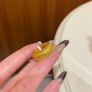 卡纯诗仿真金黄金色款 腰缠万贯戒指编织纹理女宽面大气百搭指环