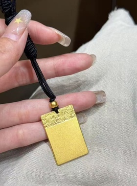 卡纯诗仿金沙金黄金色古法无事牌吊坠毛衣链女轻奢锁骨链男女同款