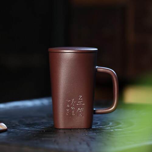 宜兴紫砂杯泡茶杯带盖子男女手工杯子刻字主人杯大容量至简盖杯茶