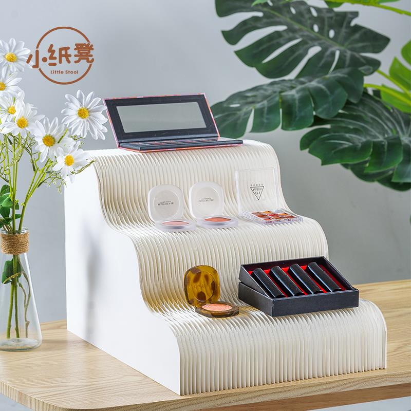 可折叠圆柱型甜品展示台 多尺寸蛋糕陈列架 省空间桌面展示平台