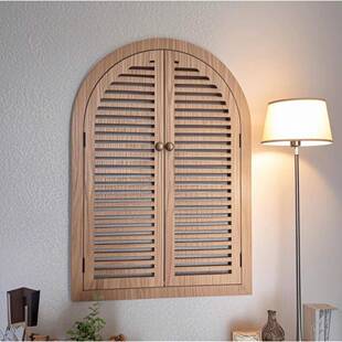 北欧假窗户实木百叶窗电表箱装饰遮挡配电箱玄关店铺壁挂装饰窗