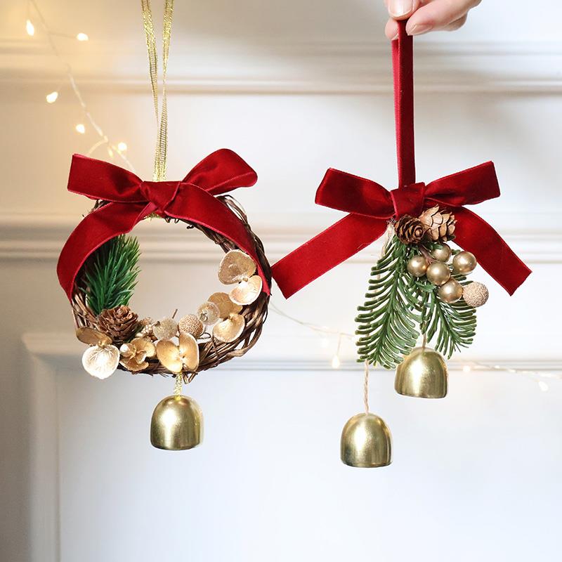 SwanLace圣诞花环蝴蝶结铜铃铛ins松果挂件车挂门挂礼物装饰挂饰