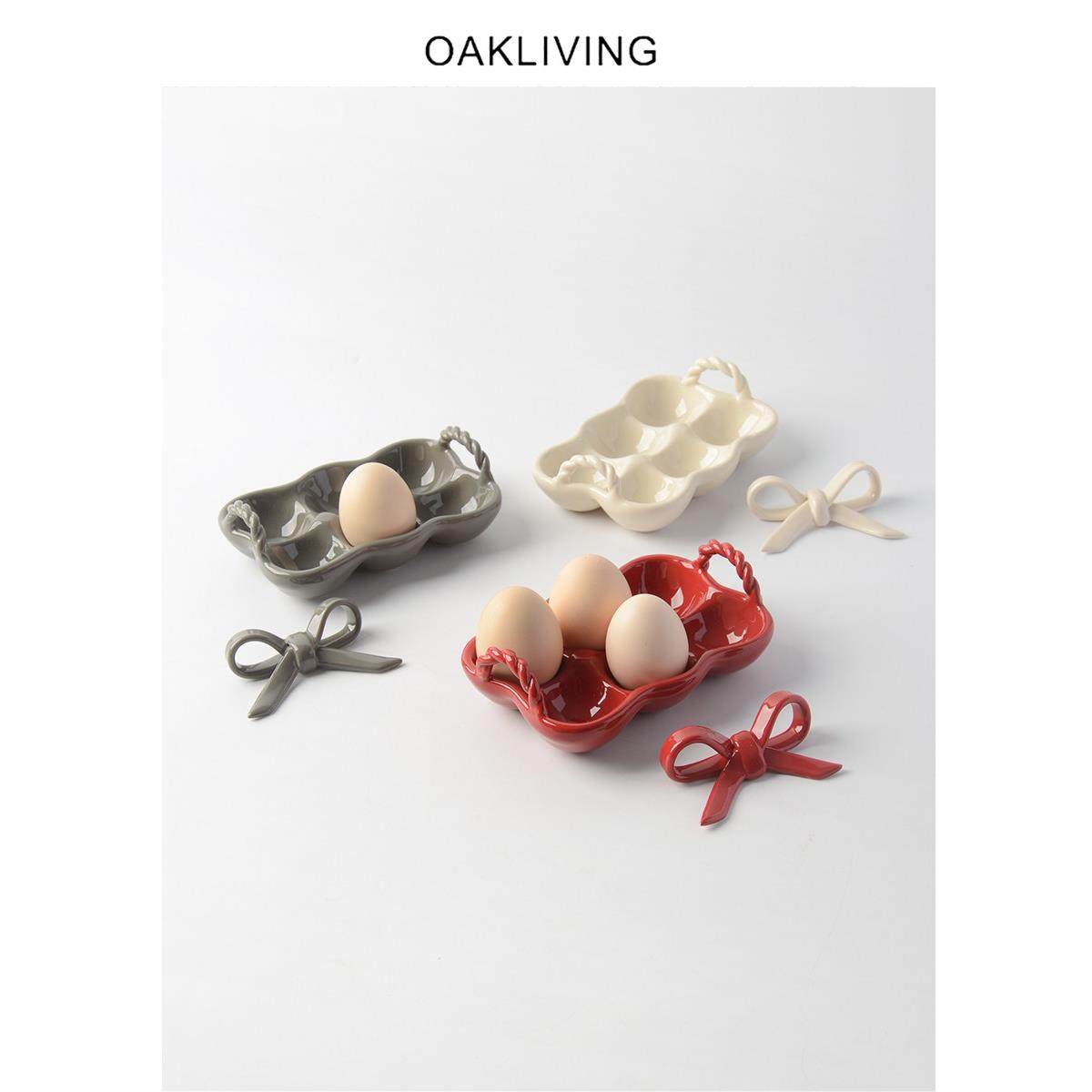 oakliving陶瓷ins高颜值鸡蛋托盘家用厨房收纳盒鸡蛋个性收纳格,餐饮具,鸡蛋托,淘宝优惠券,粉丝福利购,淘宝优惠卷