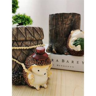 树脂笔筒可爱的卡通动物形状刺猬收纳盒学生桌面礼品办公室装饰礼