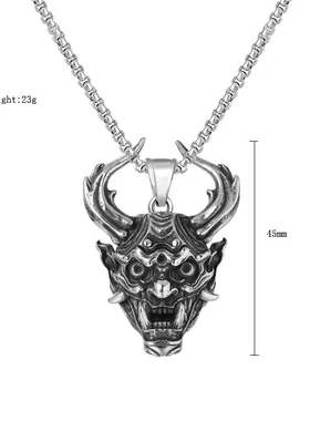 p0503-05 饰品 个性复古神龙长角怪兽男士钛钢吊坠