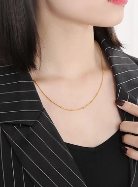 时尚流行气质不锈钢间珠链女项链个性极简风手工链条女式项链