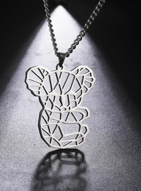 韩版时尚钛钢吊坠项链可爱镂空裂纹颈饰304不锈钢锁骨链