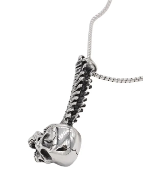 p0848 饰品 个性复美朋克骷髅头男士钛钢吊坠项链