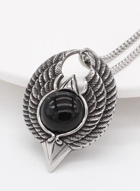 p1009 饰品 欧美个性复古老鹰男士钛钢吊坠项链