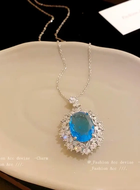 法式轻奢椭圆形锆石项链小众时尚设计感锁骨链高级感百搭饰品