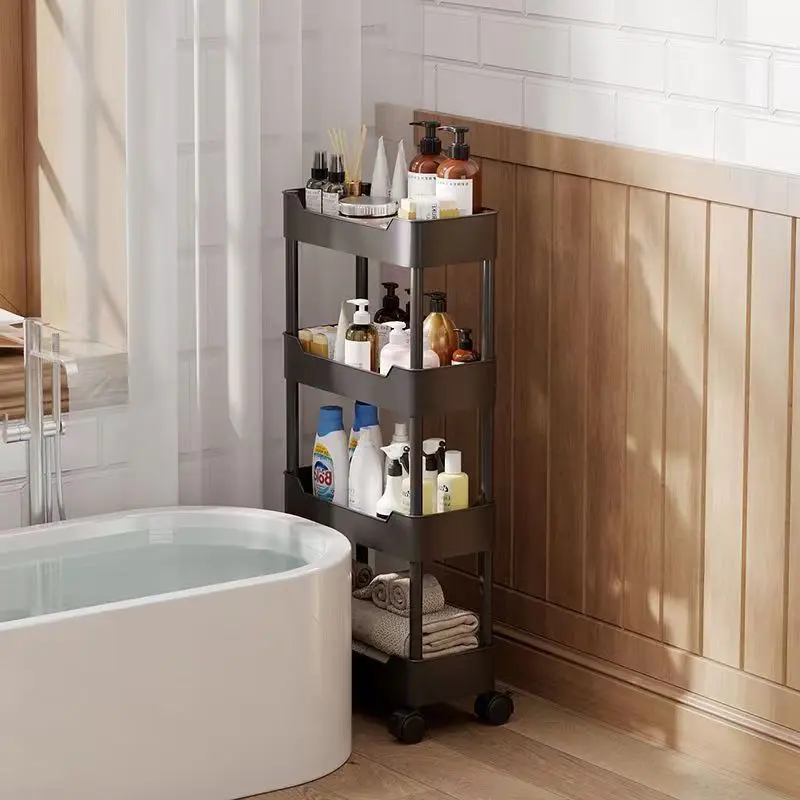 夹缝置物架落地多层厨房窄缝隙卫生间浴室小推车冰箱侧收纳架