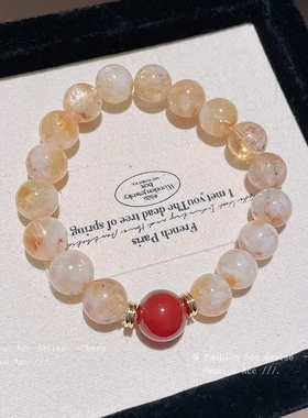 锆石圆柱晕染圆球黄塔晶手链新中式国潮手环时尚潮流气质手饰