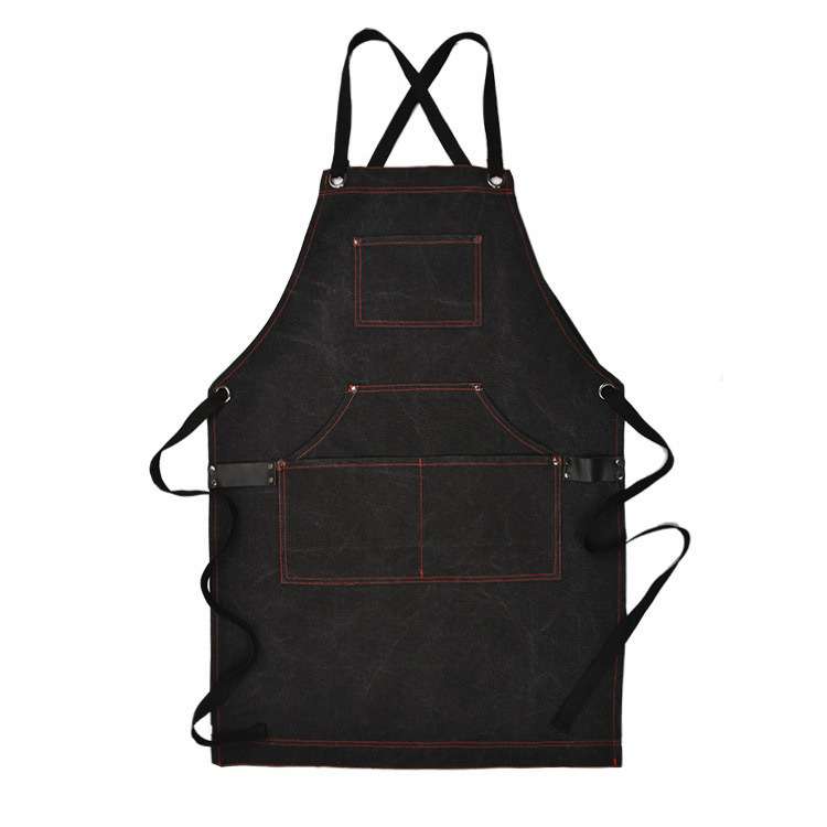 定 制出口德国原单 黑色水洗复古纹大号工作交叉围裙