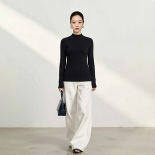 苏锦阁老李100%绵羊毛可机洗全羊毛衫圆领女款针织上衣澳洲进口