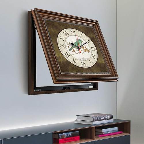 OF9D美式电表箱装饰画带钟表复古餐厅改造弱配电箱电闸盒时钟遮挡