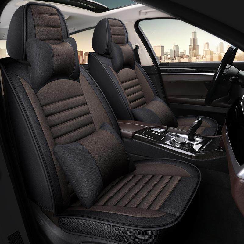 新款四季通用透气A01条纹麻汽车坐垫全包简约舒适座椅垫
