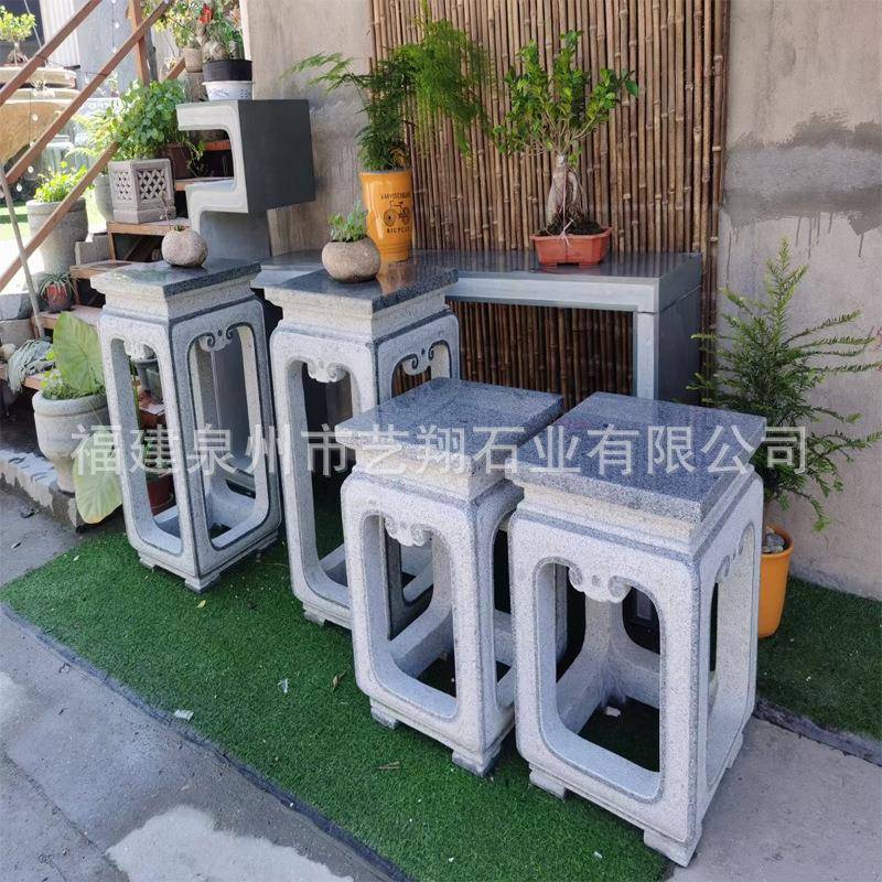 户外仿古石雕花架青石花台架园林花岗岩中式庭院花几盆景装饰