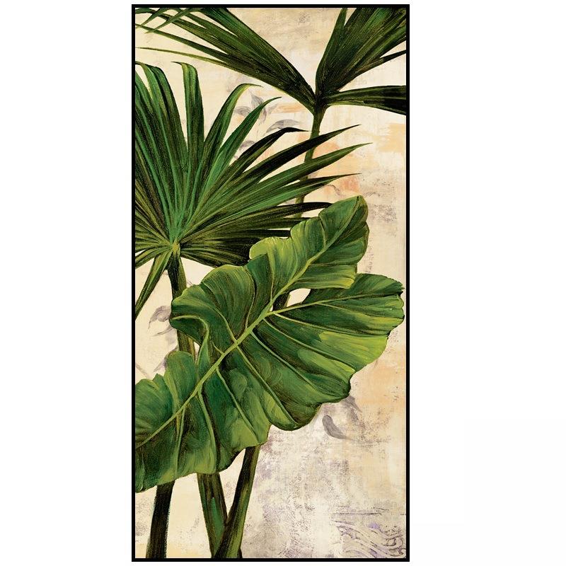 2F东南亚风棕榈树现代植物装饰画客厅玄关过道壁画竖版走廊墙面挂