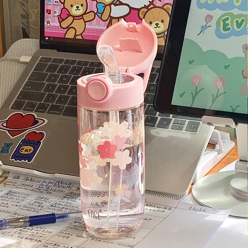face吸管杯水杯2024新款女高颜值儿童孕产妇便携随行塑料夏天杯子