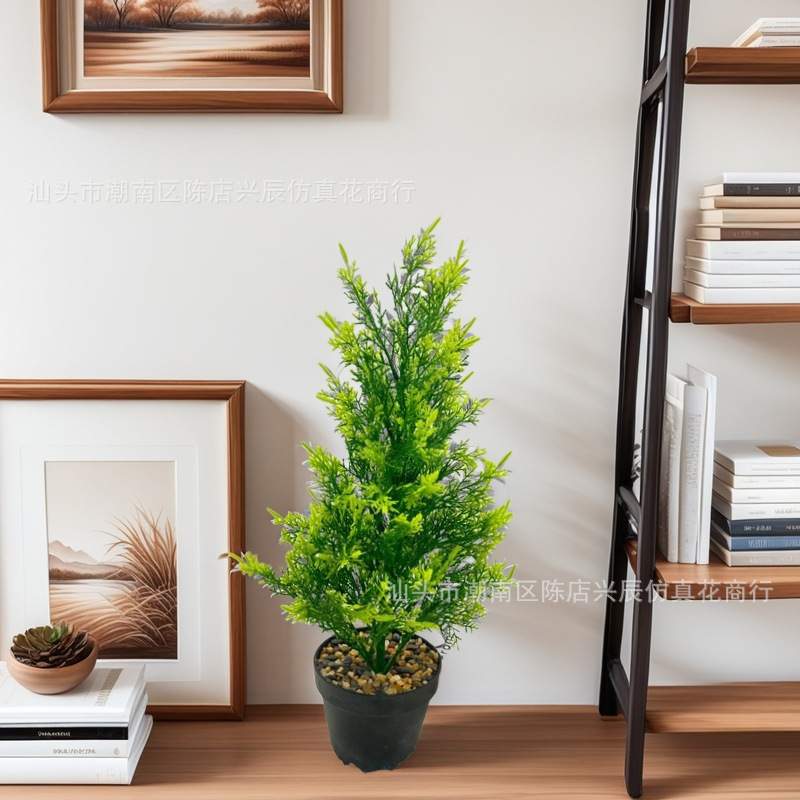 新品仿真圣诞小松柏树人造松柏叶绿植盆景客厅盆栽摆件