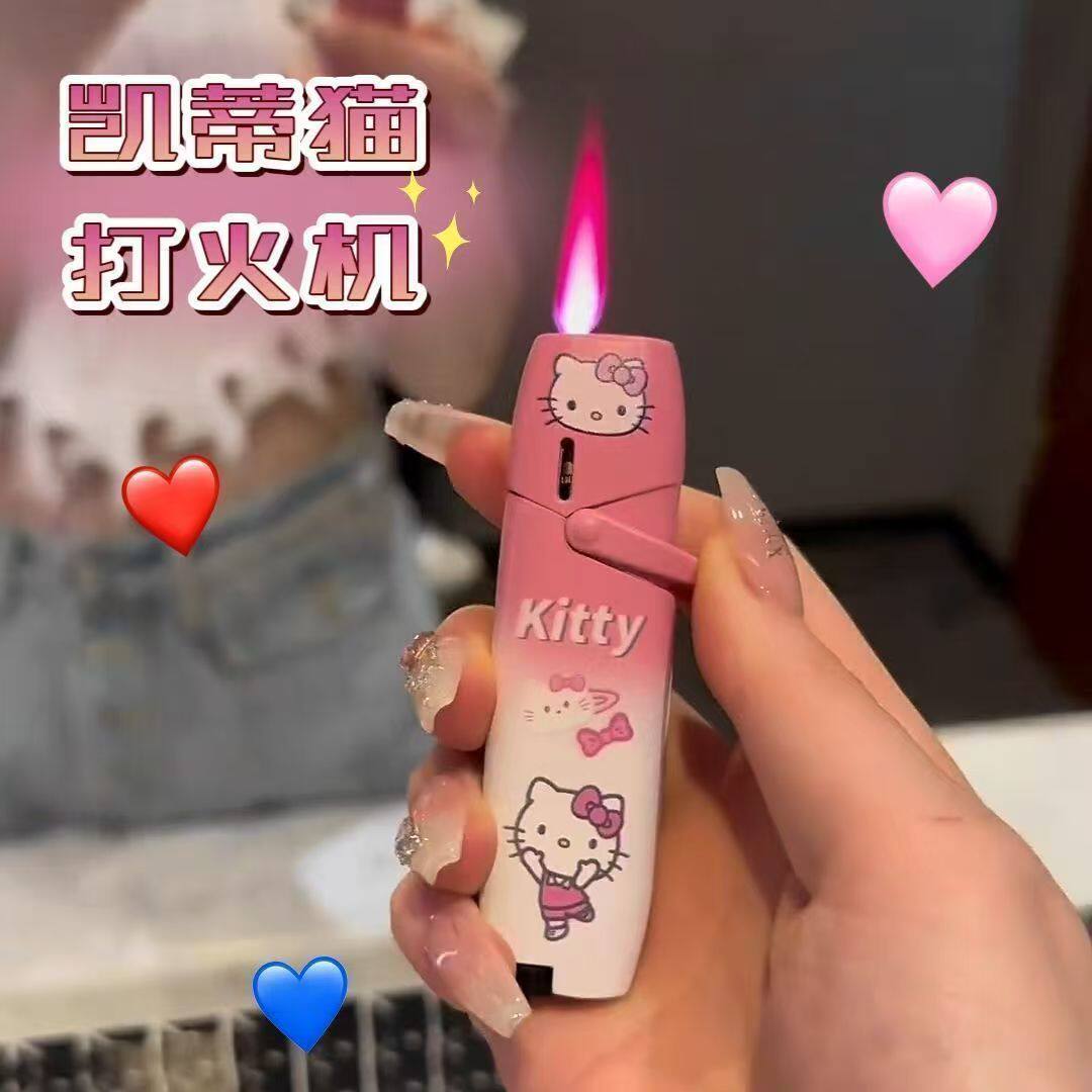 个性创意Hello Kitty金属摇臂防风打火机女士礼物定制订做批发款