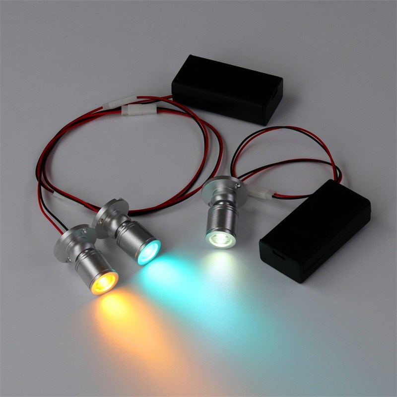 电池盒迷你LED小射灯 手办盒展示柜台模型装饰灯3V 1W电池DIY灯泡