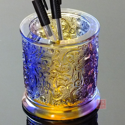 琉璃笔筒办公桌摆件男士高档创意送同事离职礼物纪念退休领导实用