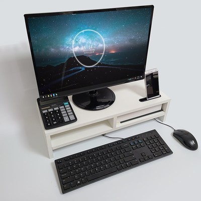 电脑显示器增高简约置物架双层加长收纳键盘桌面卡槽免安装多功能