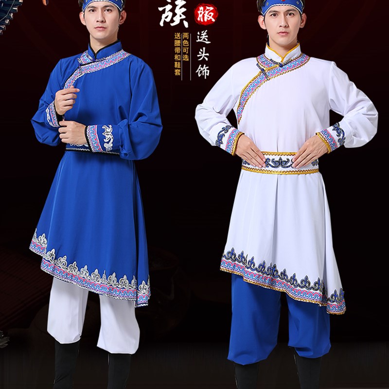 蒙古族演出舞蹈服装男士艺考民族蒙族摔跤骑马舞蒙古袍舞台表演服