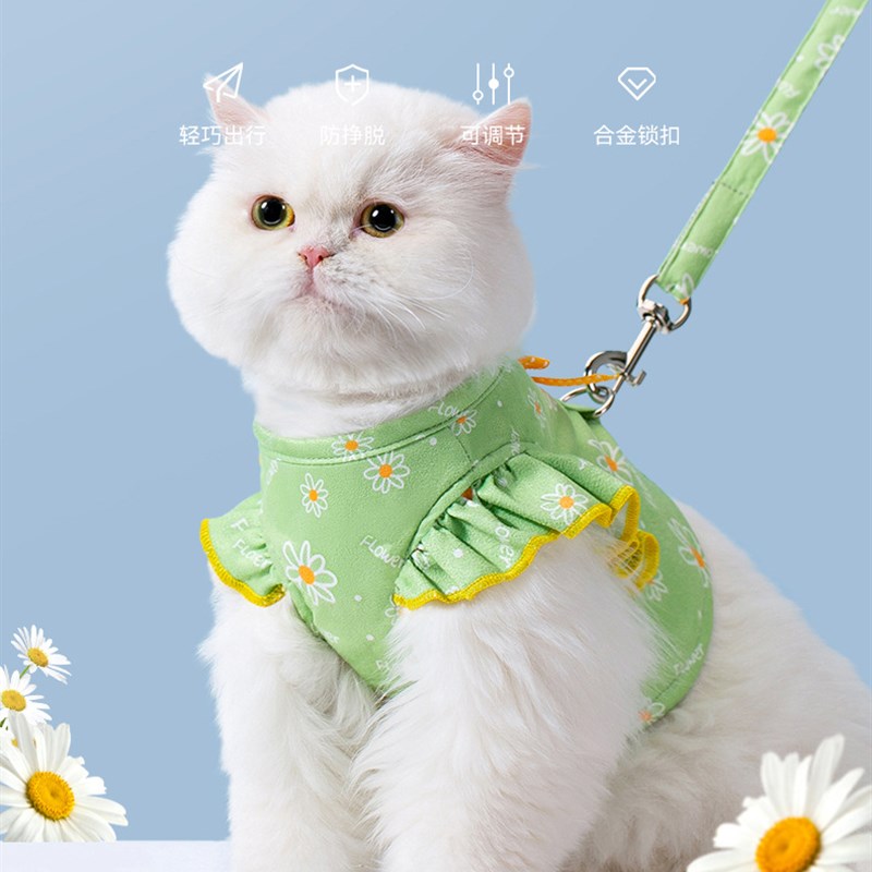 猫咪牵引绳背心式胸背带外出幼猫成猫牵引防挣脱猫咪专用猫绳子