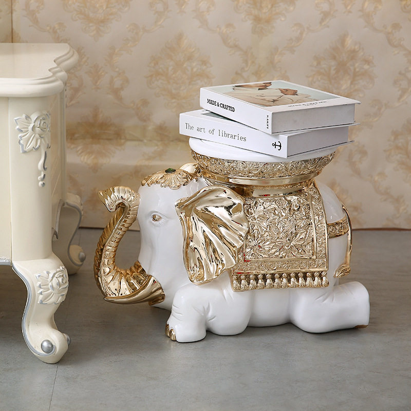 大象底座实用摆件欧式创意家居饰品客厅落地动物工艺品门口换鞋凳,家居饰品,落地摆件,淘宝优惠券,粉丝福利购,淘宝优惠卷