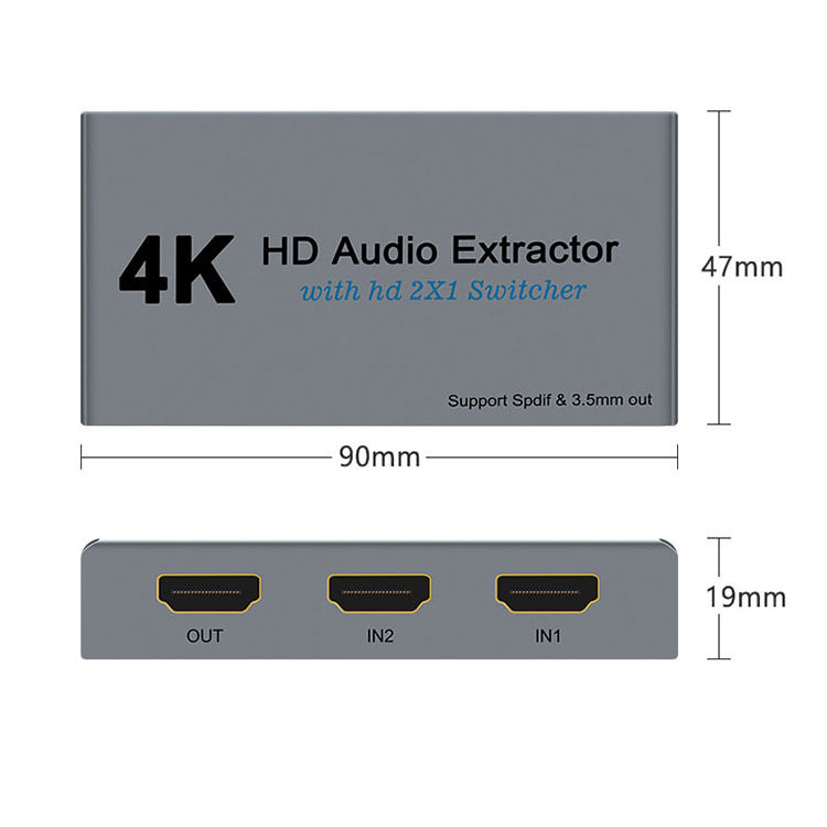HDMI切换器带音频分离二进一出二切一2X1 4K音频分离器厂家私模图片