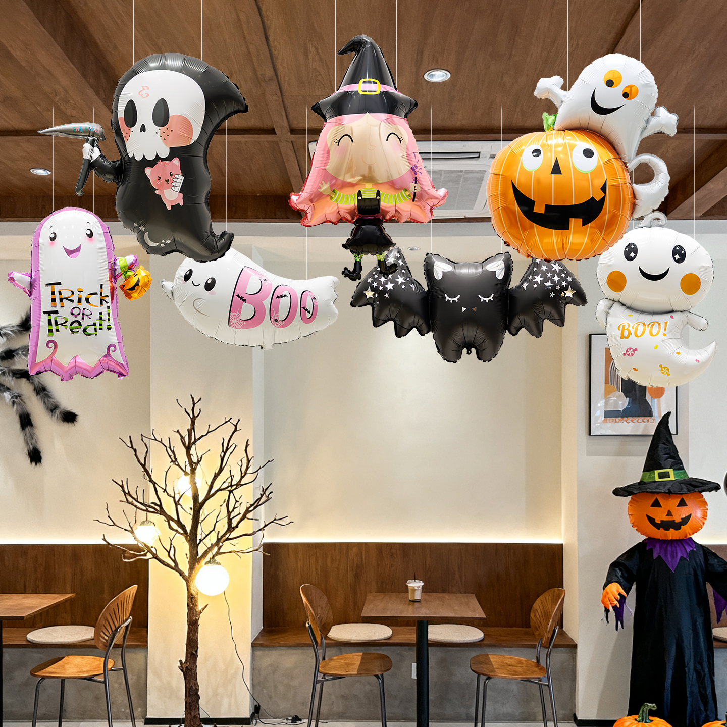 万圣节南瓜气球道具装饰品主题装扮店铺场景氛围布置充气吊顶挂饰