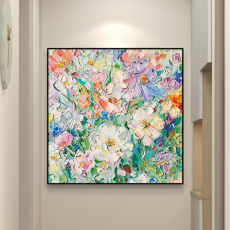 溢彩繁花客厅餐厅卧室装饰画玄关过道走廊纯手绘高级定制挂画图片
