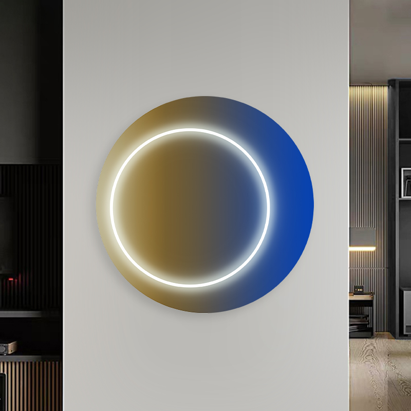 现代简约装饰灯光画客厅餐边柜玄关卧室高级感轻奢风实物装置画