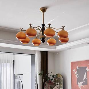 法式中古风客厅主灯柿子灯高级感美式复古主卧室餐厅灯具2025新款