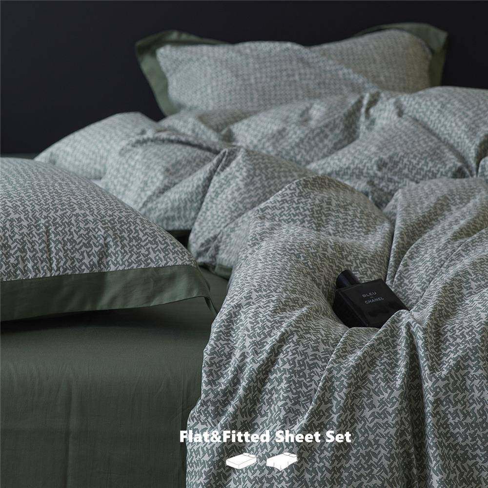 塞纳河畔复古100全棉提花被套床笠四件套北欧简约长绒棉床品四季